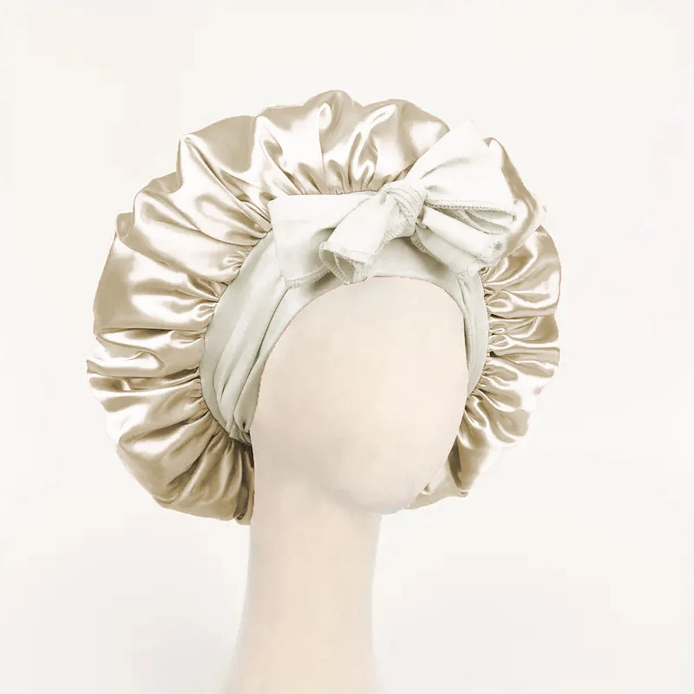 Satin Silk Bonnet with Adjustable Tie Band